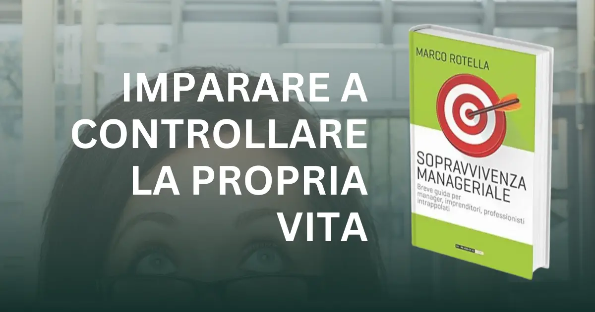 una donna che scruta verso l'alto con gli occhi di fianco la pubblicazione del dottor marco rotella "manuale di sopravvivenza manageriale"