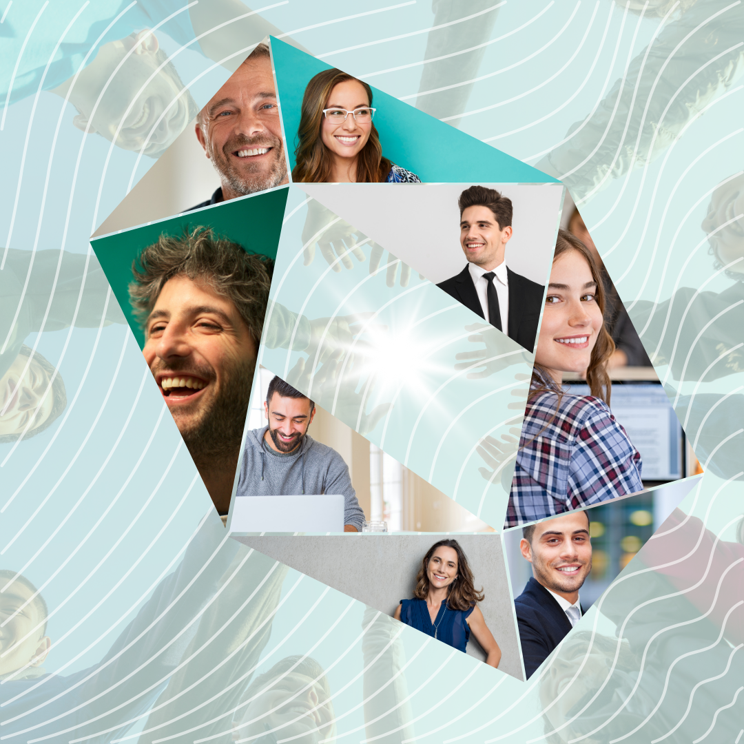 smiling people in gem collage effect