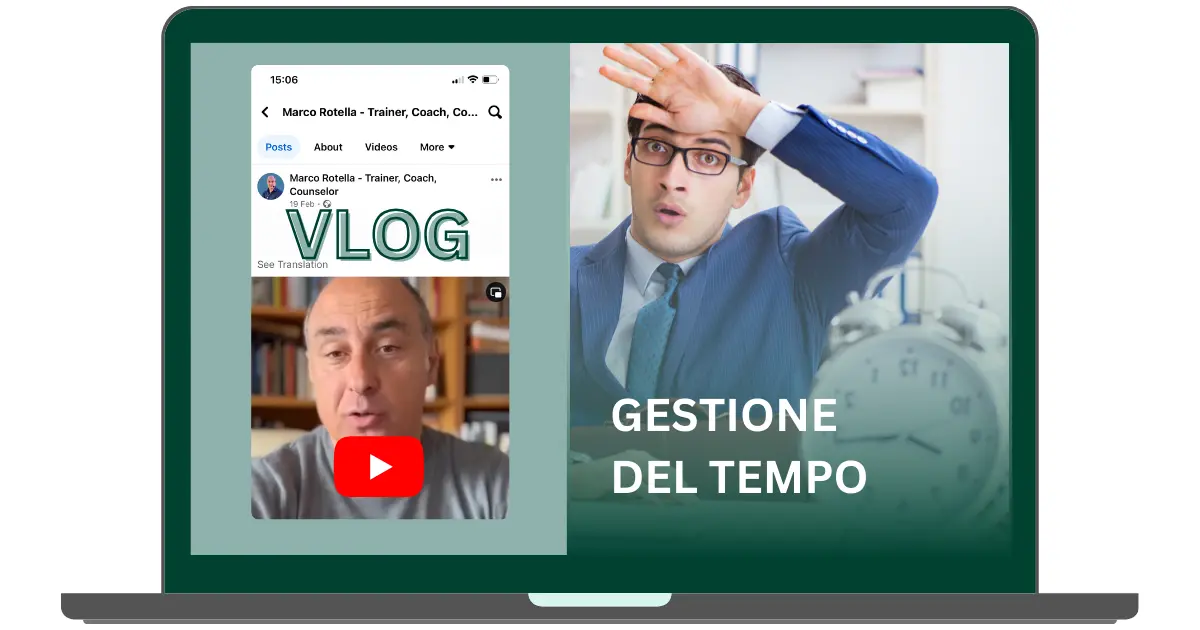 uomo stressato con un grosso orologio davanti