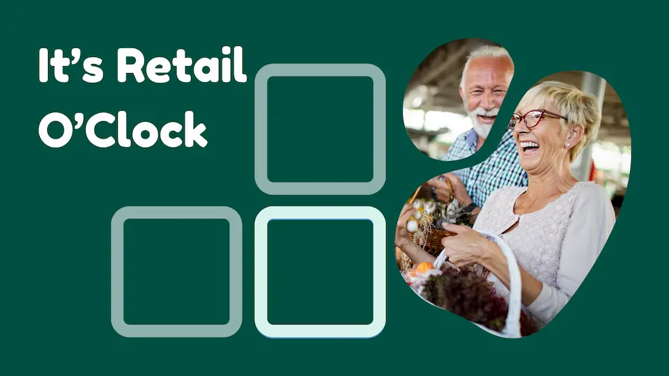 Copertina della news lettere retail oclock di marco rotella raffigura moglie e marito di mezza età in un negozio di alimentai